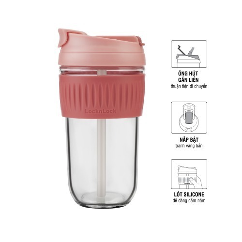 LLG699DPIK - Cốc nước thủy tinh LocknLock Dual 500ml - Màu hồng đậm