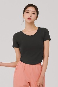 XT4355G / NEW COLOR XELLA™ Light Round Crop Top_Charcoal Gray