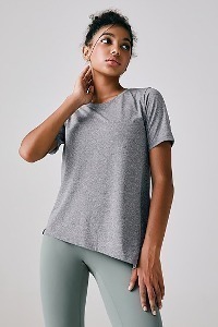 XT4371G Unbalanced Slit Short Sleeve_Melange Gray