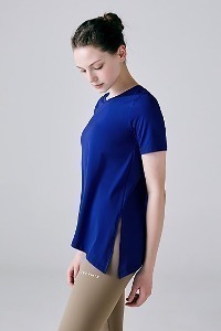 XT4371G Unbalanced Slit Short Sleeve_Dazzling Blue