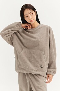 XA5419G Fleece Over Fit Sweatshirt_Smoke Beige