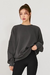XA5433G Back Open Loose Fit Sweatshirt_Charcoal Gray