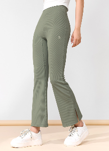 XTFTP02H3 Ribbed tension bootcut slit pants Green Bay
